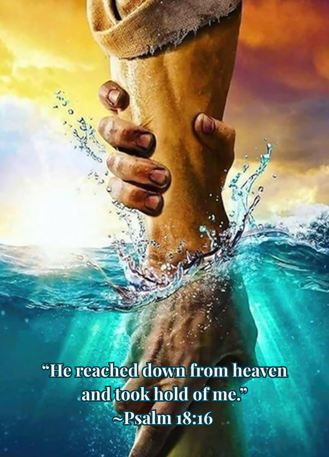 Jesus lifting a drowning man from the water
